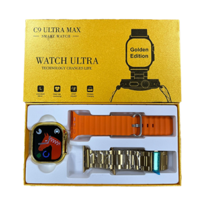 C9 Ultra Max Smart Watch - Orange With Metallic Gold